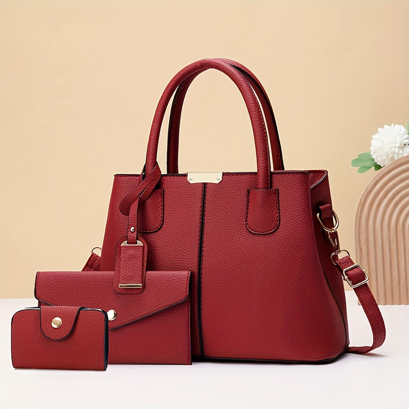 Kit 3 Bolsas Femininas em Couro Premium