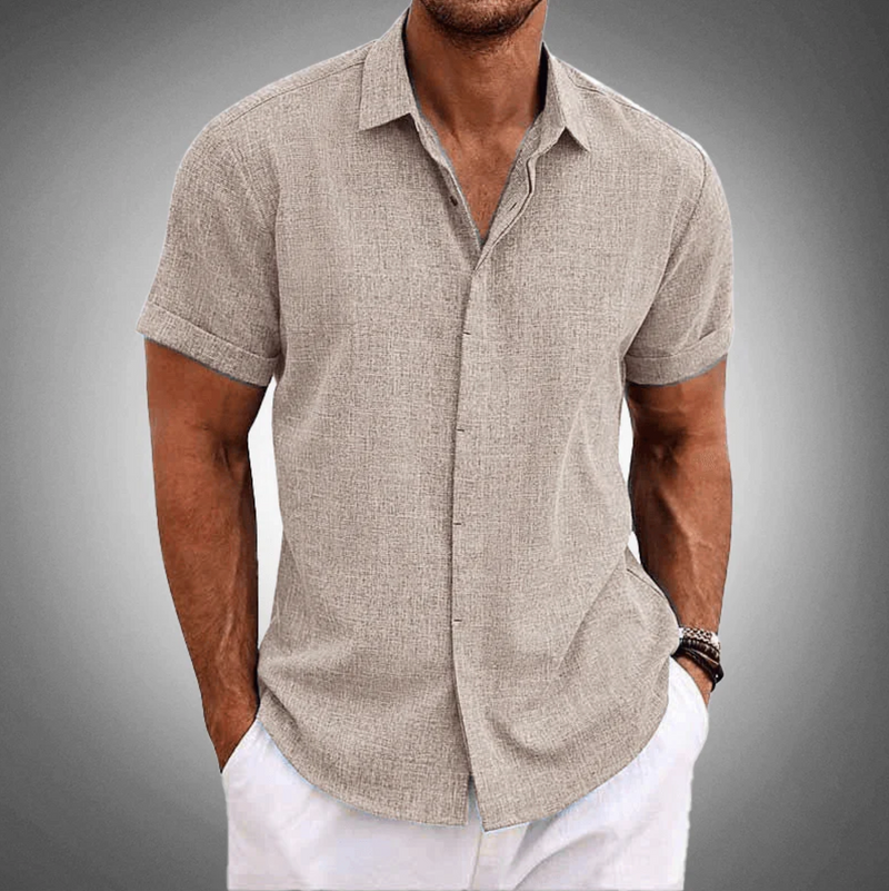 Camisa Masculina Manga Curta Linho Santorini