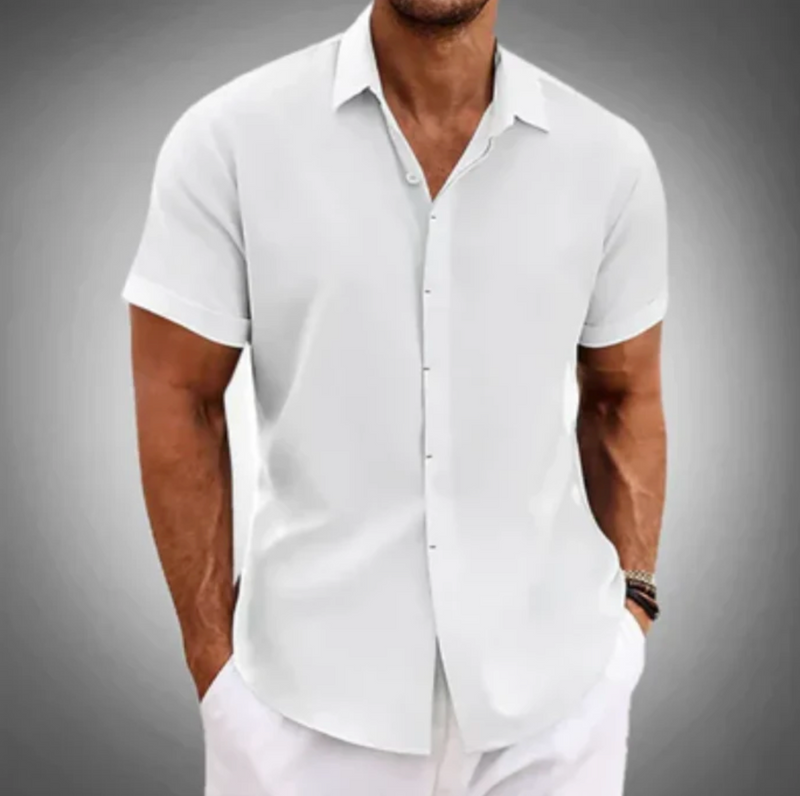 Camisa Masculina Manga Curta Linho Santorini