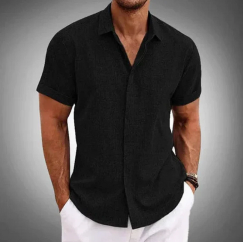 Camisa Masculina Manga Curta Linho Santorini
