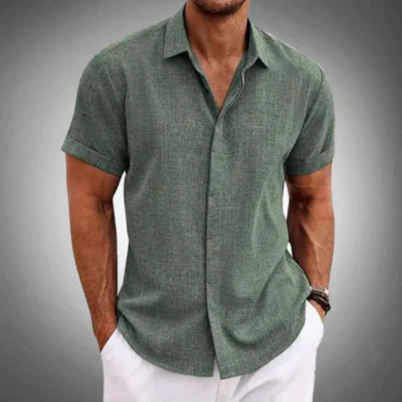 Camisa Masculina Manga Curta Linho Santorini