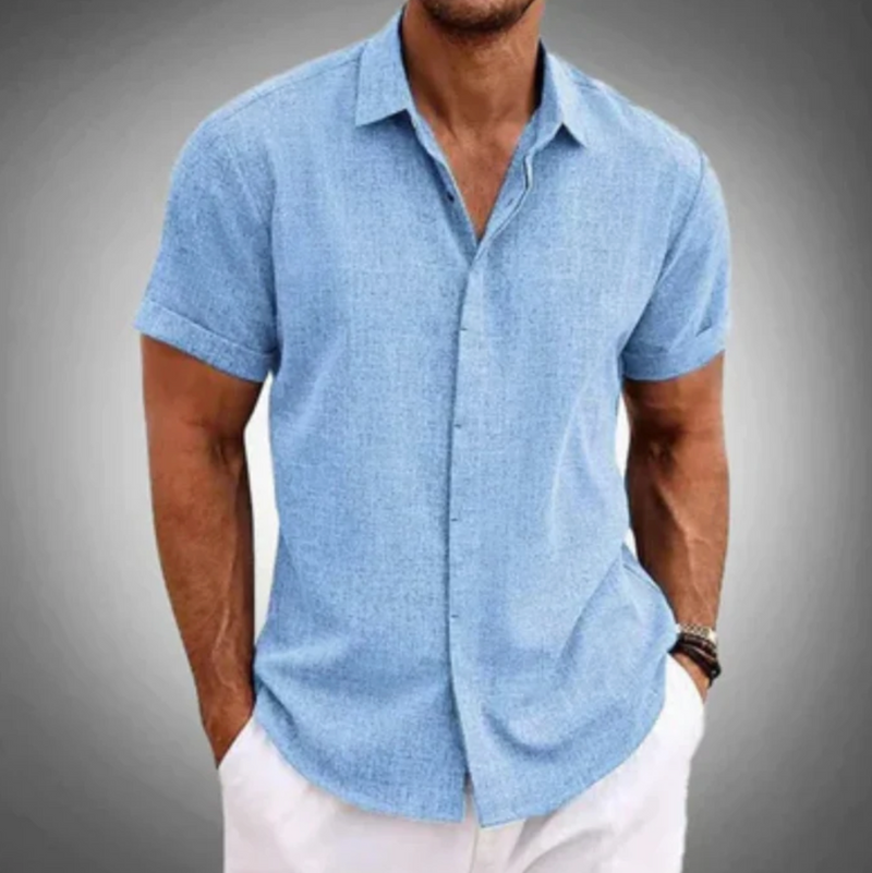 Camisa Masculina Manga Curta Linho Santorini