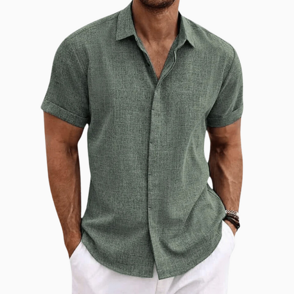 Camisa Masculina Manga Curta Linho Santorini