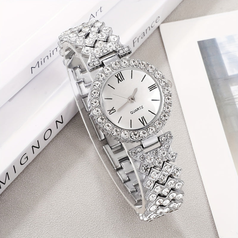 Conjunto Relogio Colar Brinco e Pulseira Com Zircônia Prata